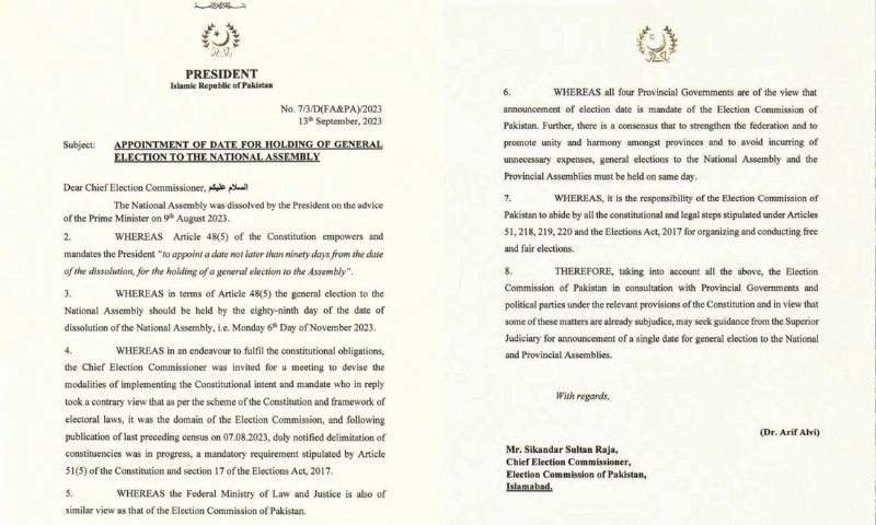 Pakistan, President, Arif Alvi, Elections, Chief Election Commissioner, Election Commission of Pakistan, National Assembly, Law Minister, Sikandar Sultan Raja, 
