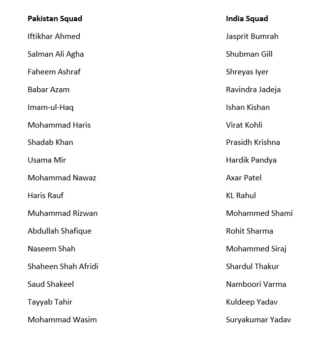 team players name