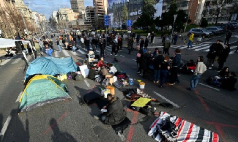 Students, Protest, Belgrade, Serbian, electoral fraud,