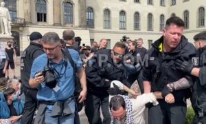 German police remove Berlin university students at Gaza war sit in