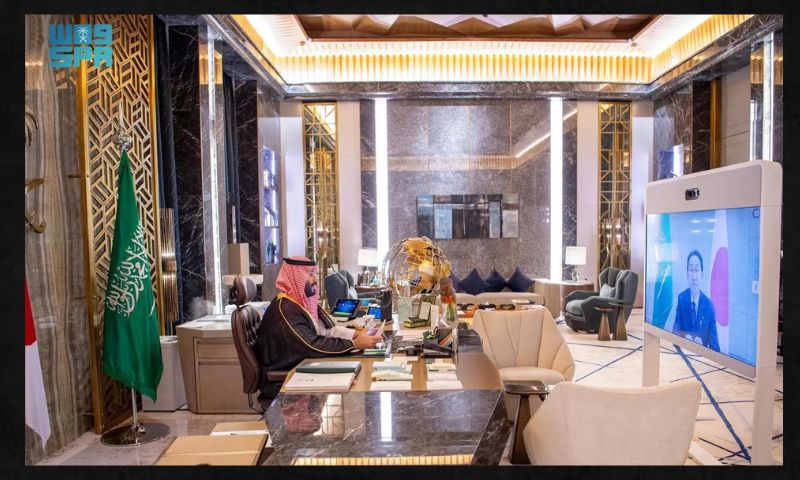 Saudi Crown Prince Japanese Prime Minister Hold Video Meeting