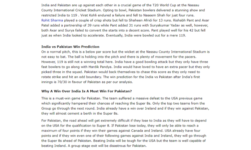 Pakistan Restrict India to Only 119 in T20I World Cup Match