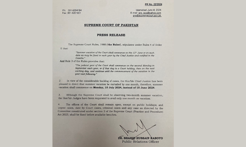 Supreme Court Announces New Summer Vacations Schedule 1