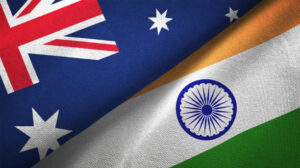 India and Australia flag together realtions textile cloth fabric texture