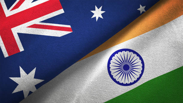 India and Australia flag together realtions textile cloth fabric texture