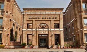 PNCA, Pakistan, Independence Day, Exhibition, President, Arif Alvi, Samina Arif Alvi, PNCA, National Art Gallery, Ali Azmat, Painting, Art,