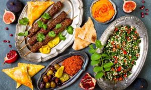 Arabian, Food, Middle Eastern, Chickpeas, Herbs, Pizza, Hummus, Tomatoes, Onions, Mint, Cuisine,