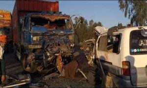 Van, Truck, Collision, Sargodha, accident, Lahore, Road, Medical, Hospital,
