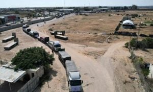 Aid, Convoy, Gaza, Egypt, Border Crossing, Israeli, Palestinian, Red Cross, Gaza Strip, United Nations, UN,