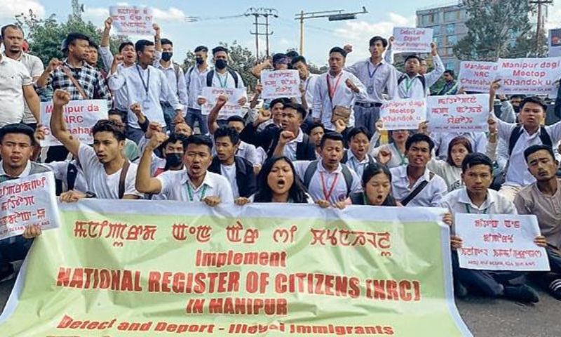 Students, India, Manipur, NRC, National Register for Citizens, Imphal, Union, Myanmar, Nepal, Bangladesh, Government, Indian, Protest