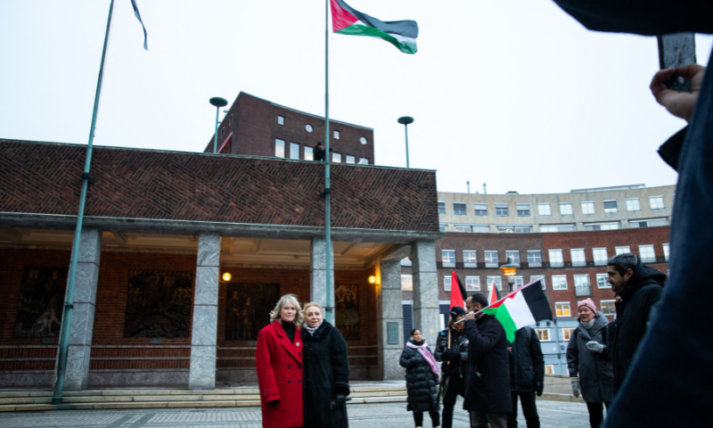 Oslo City Hall Raises Palestinian Flag in Solidarity with Gaza