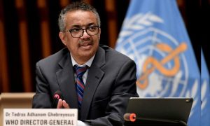 World Health Organization (WHO) Director-General Tedros Adhanom Ghebreyesus. WHO, Gaza, Child, Israeli, Attacks, Palestinians, Gaza Strip, World Health Organization, United Nations Security Council, Hospital, Children, Fuel, Water, Food, Medical, Healthcare