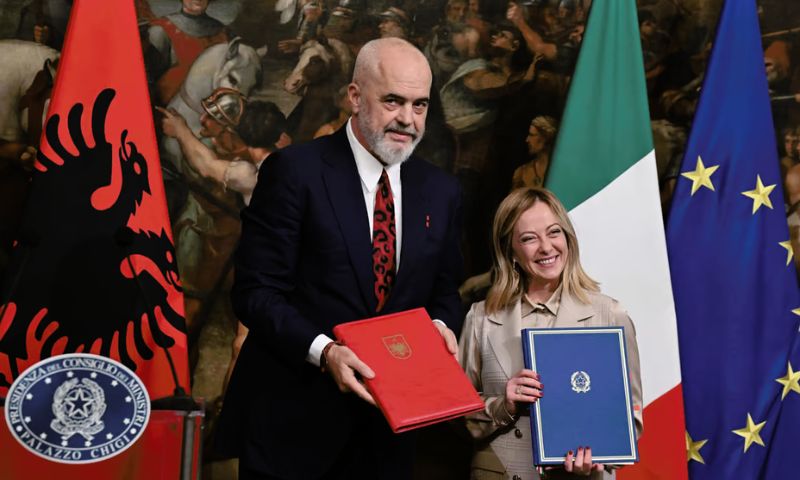 Italy, Asylum, Overseas, Facility, Albania, Migrants, The Times, Government, Italian, Spring, Video, Rome, Salaries, Agreements,