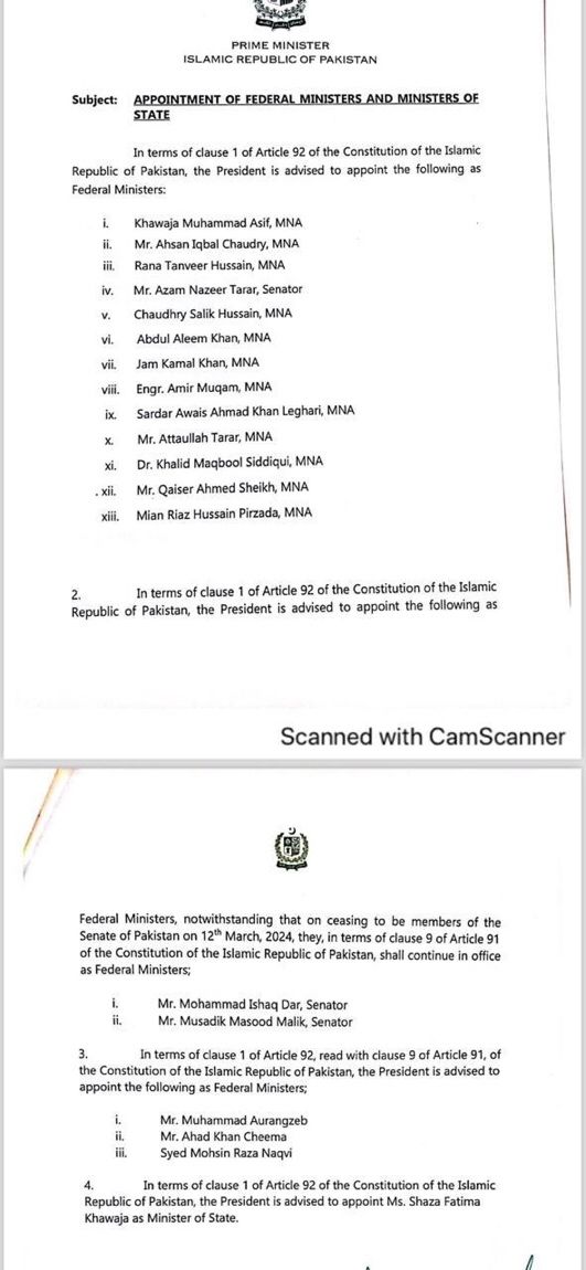Cabinet Notification