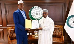 Somalia Ambassador, Abdulqader Moalem Nour, OIC, Secretary-General, Hissein Brahim Taha, OIC General Secretariat. Jeddah,