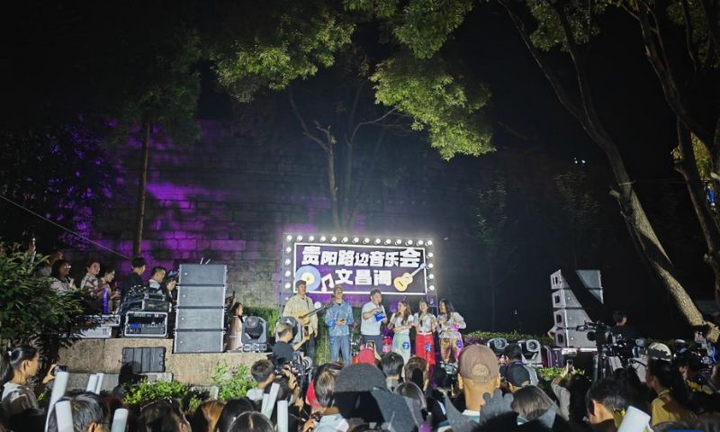Manha Abdellah, Foreign students, Pakistan, Chinese counterparts, roadside concert, Guiyang, Guizhou Province, China, 2024 China-ASEAN Education Exchange,
