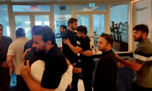 Pakistan Cricket Team, Lahore, T20 World Cup, Naseem Shah, Allama Iqbal International Airport, Usman Khan, Wahab Riaz, Florida, United States, Babar Azam, Haris Rauf, Imad Wasim, Azam Khan, Mohammad Amir