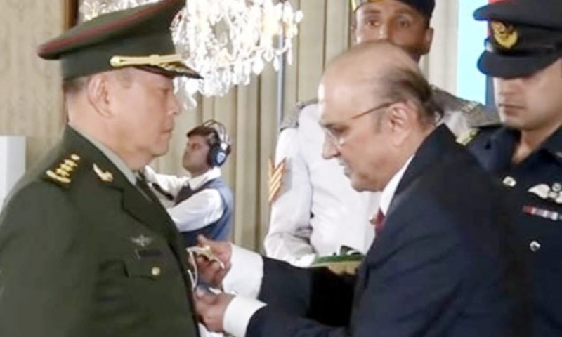 Pakistan’s President, Asif Ali Zardari, General Li Qiaoming, China, People’s Liberation Army, PLA, Nishan-i-Imtiaz