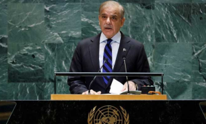 Prime Minister Shehbaz Sharif, Israeli military offensive, Gaza Strip, systematic slaughter, UN General Assembly, UNGA, New York,