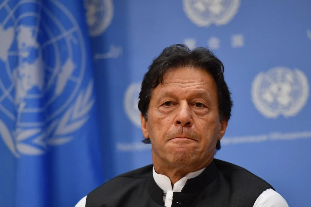 Pakistans Prime Minister Imran Khan speaks during a press conference at the United Nations Headquarters in New York
