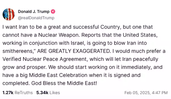 Trump post on Social Truth