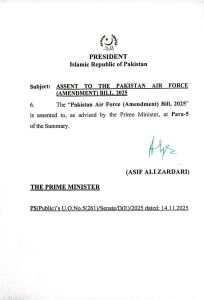 Pakistan President Assents to Three Armed Forces Amendment Bills