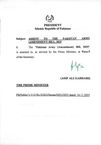 Pakistan President Assents to Three Armed Forces Amendment Bills