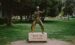 Bruce Lee statue, Mostar, Bosnia, stolen statue, vandalism, martial arts icon,