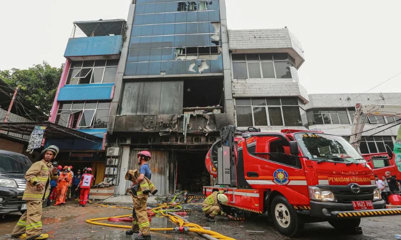 Indonesia, Building Fire, Jakarta, Firefighters, Police, Investigation, Fire Department,