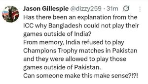 Gillespie Faces 'Abuse' After Questioning ICC’s T20 World Cup Decision on Bangladesh