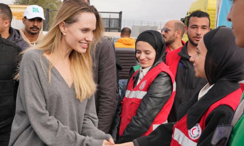 Angelina Jolie, Gaza visit, Rafah border crossing, Gaza humanitarian crisis, Injured Palestinians, Humanitarian aid, US State Department, Israel-Gaza conflict,