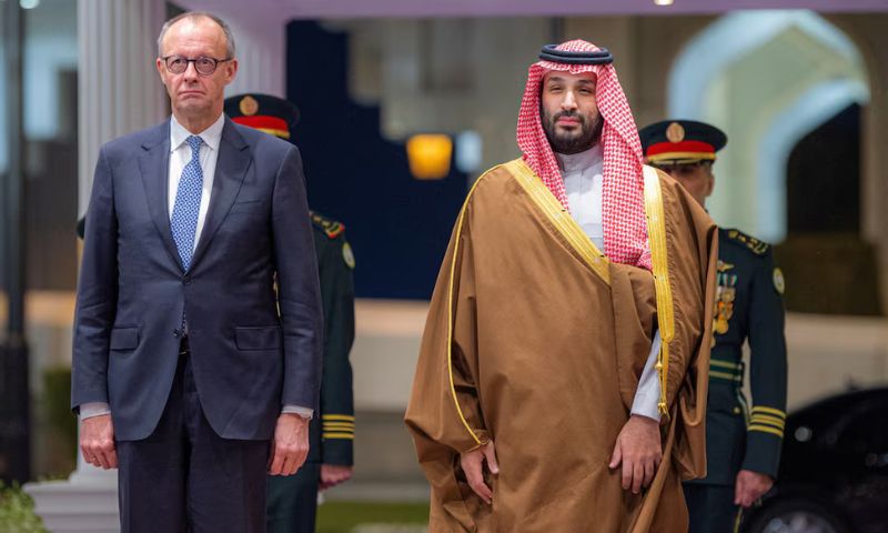 Germany's Merz meets Saudi crown prince on first leg of Gulf tour