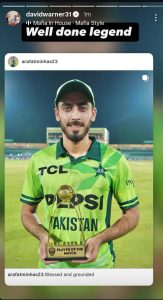 David Warner Praises Arafat Minhas After Dream ODI Debut