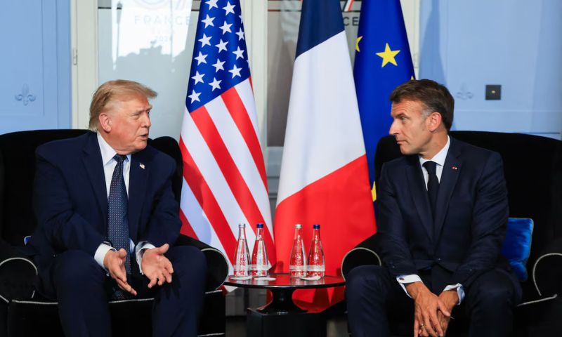 President Trump Participates in a Bilateral Meeting with the President of the French Republic