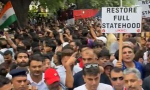 Thousands Protest in New Delhi Demanding Statehood for Indian Occupied Jammu and Kashmir