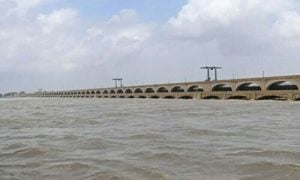 Five Indus River Monitoring Stations at Low Flood Level in Pakistan