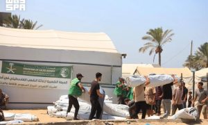 Saudi Aid Agency Distributes Relief Aid to Affected Families in Gaza Strip