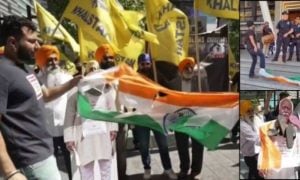 Khalistan Movement Supporters Protest RSS Chief Bhagwat’s New York Visit