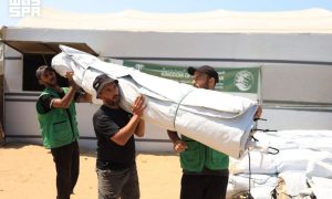 Saudi Aid Agency Distributes Relief Aid to Affected Families in Gaza Strip