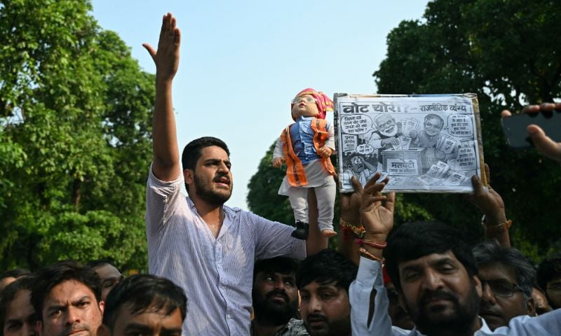‘Vote Thief’ Chants Ring Out at Opposition March in India